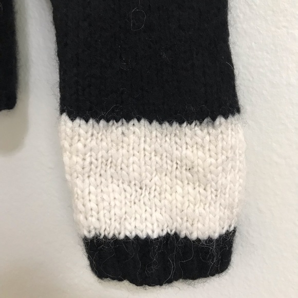 Loft Black Cream Stripe Crew Neck Cotton Wool Knit Blend Sweater Size S/M - Picture 5 of 11